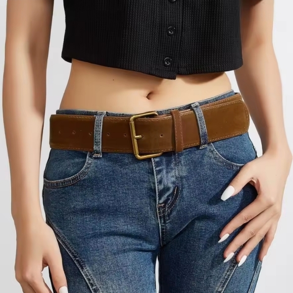 Brown faux suede woman's belt; large: 33.86-43.31" waist; nwot - Picture 5 of 5